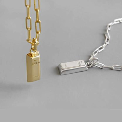 Gold Bar Chain Necklace in Gold