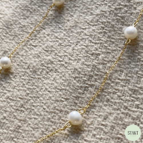 Pearl Chain Necklace in Gold