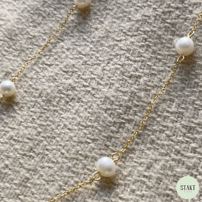 Pearl Chain Necklace in Gold