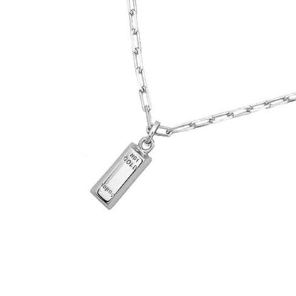 Gold Bar Chain Necklace in Silver