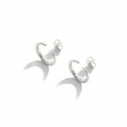 Horn Stud Earrings in Silver