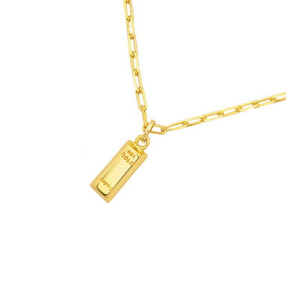 Gold Bar Chain Necklace in Gold